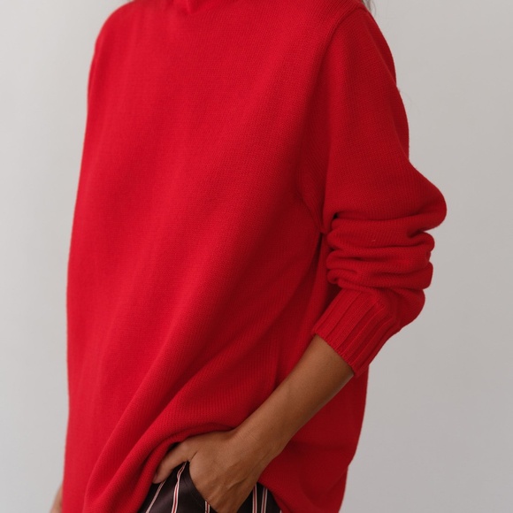 DONNI. The Cotton Cashmere Roll Neck Sweater Size STomato / S - Picture 3 of 3